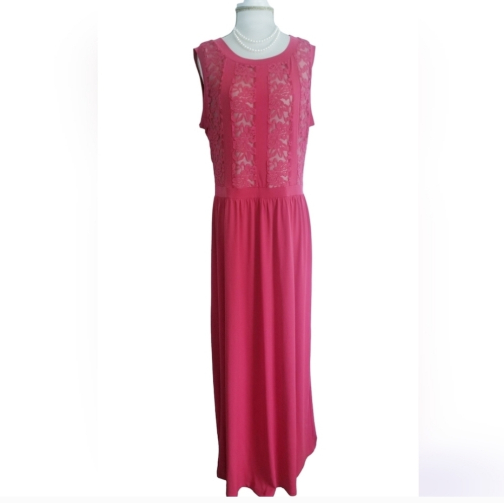 Candalite Elegant Pink Lace Sleeveless Maxi Formal Dress NWT